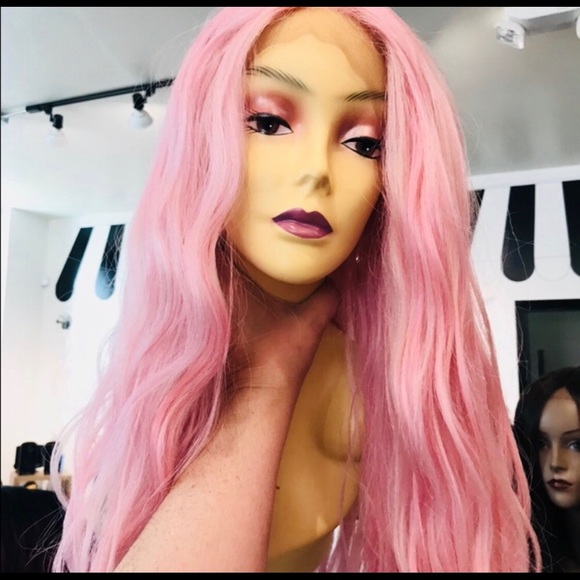 Pink wig pastel pink long wavy 2020 hairstyle wig - Picture 4 of 8